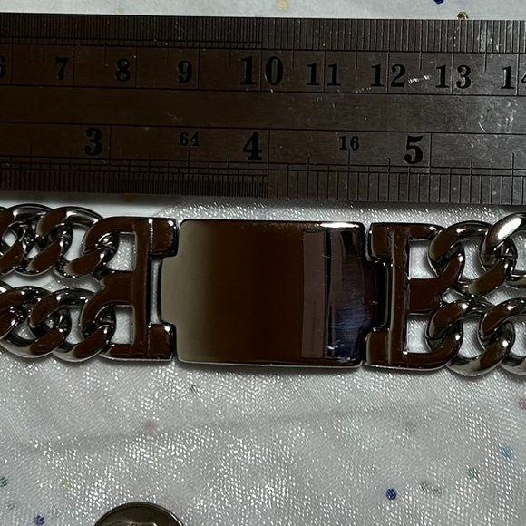 Spikes Jewelry - Super Wide Silver Stainless Steel Unisex ID Style Cuban Chain Link Bracelet
